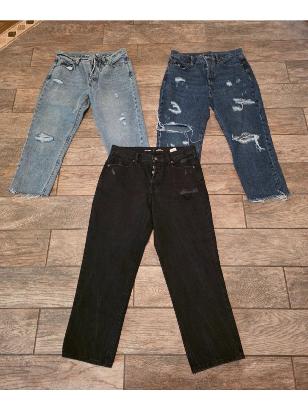 Old Navy Lot of 3 High Rise Slouchy Straight Crop Jeans size 8 - GUC